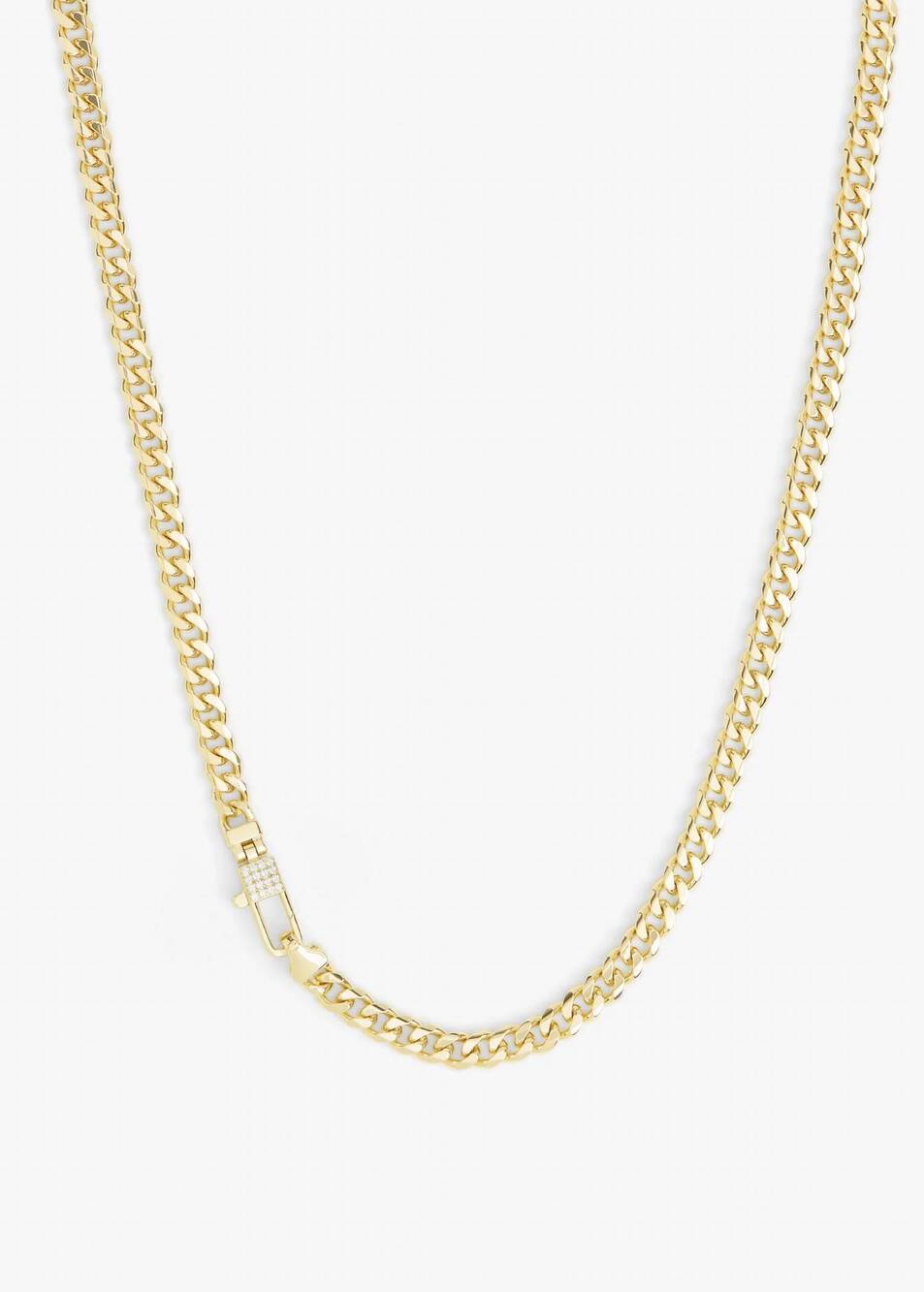 NEW MELINDA MARIA women's julian pavé lock necklace - 5mm in gold/white